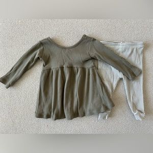 Quincy Mae ribbed fern dress and leggings 6-12 mo